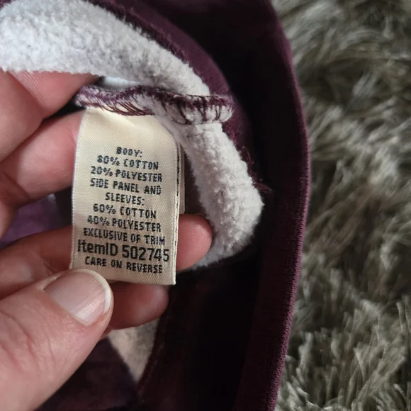 L.L. Bean Quilted Quarter-Zip Pullover Deep Wine Medium - Picture 3 of 8